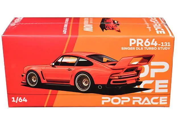 Alt view image 6 of 6 - Singer DLS Turbo Study Orange Metallic 1/64 Diecast Model Car by Pop Race