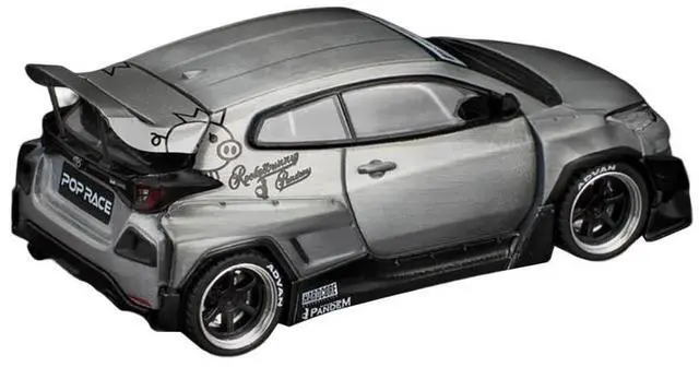 Alt view image 3 of 3 - Toyota "Pandem" GR Yaris RHD (Right Hand Drive) Raw Metal 1/64 Diecast Model Car by Pop Race