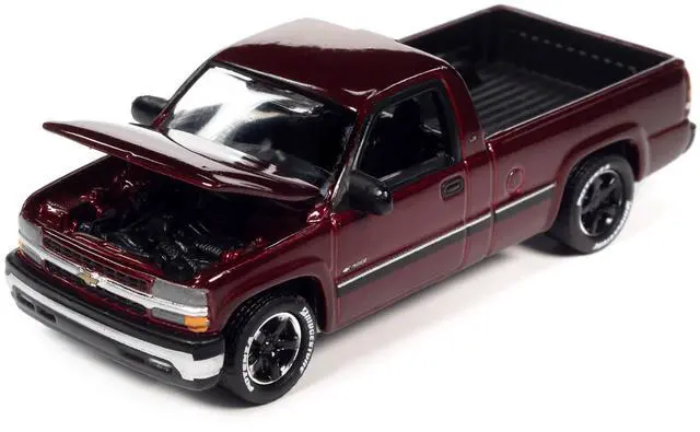 Alt view image 3 of 3 - 2002 Chevrolet Silverado Pickup Truck Cherry Red Metallic Limited Ed to 9868 pieces 1/64 Diecast Model Car by Johnny Lightning