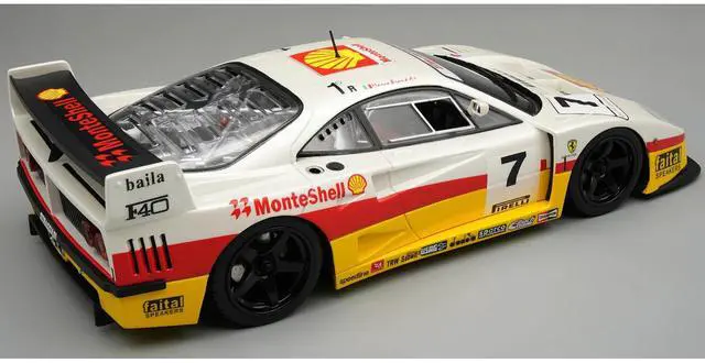 Alt view image 2 of 3 - 1996 Ferrari F40 LM #7 "Monte Shell" White with Red and Yellow with Case "Mythos Series" Limited Ed 1/18 Model Car by Tecnomodel