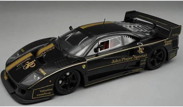 Main image of 1996 Ferrari F40 LM "John Player Special" Black with Gold with Case "Mythos Series" Limited Ed 1/18 Model Car by Tecnomodel