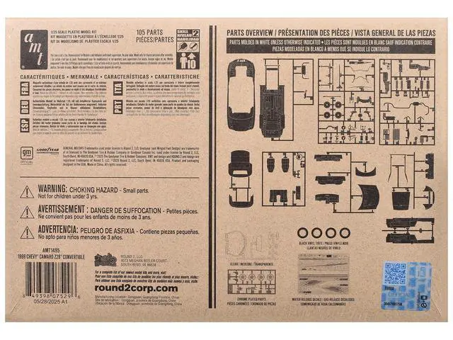Alt view image 4 of 4 - Skill 2 Model Kit 1996 Chevrolet Camaro Z28 Convertible 1/25 Scale Model by AMT