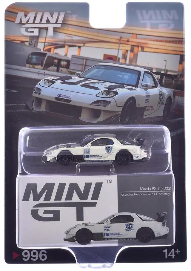 Alt view image 6 of 6 - Mazda RX-7 (FD3S) "Itosyoukai Rei-gouki with RE Amemiya" RHD White with Graphics Limited Ed 1/64 Diecast Model Car by Mini GT