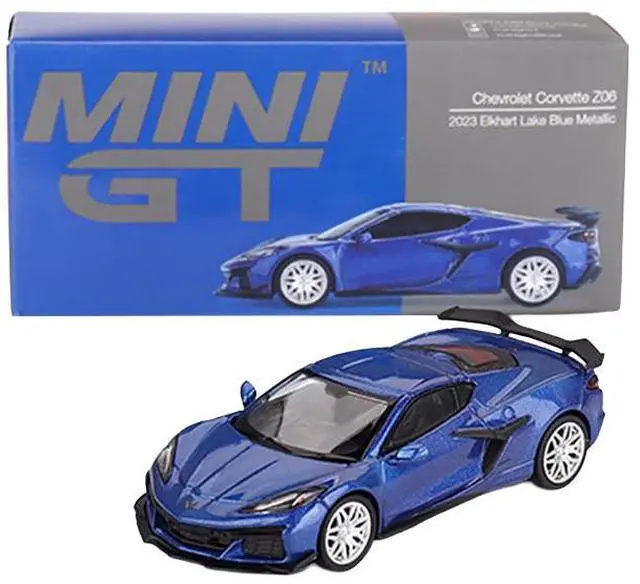 Alt view image 5 of 6 - 2023 Chevrolet Corvette Z06 Elkhart Lake Blue Metallic Limited Edition 1/64 Diecast Model Car by Mini GT