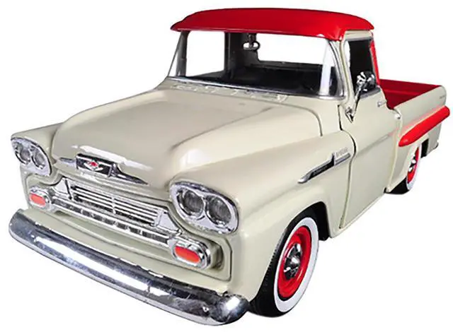 Alt view image 2 of 3 - 1958 Chevrolet Apache Fleetside Pickup Truck Cream with Red Top 1/24 Diecast Model Car by Motormax