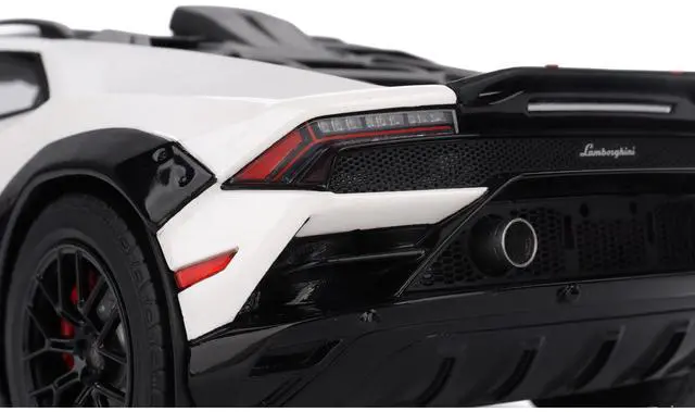 Alt view image 4 of 6 - Lamborghini Huracan Sterrato Bianco Asopo White with Matt Black Top and Red Stripes 1/18 Model Car by Top Speed