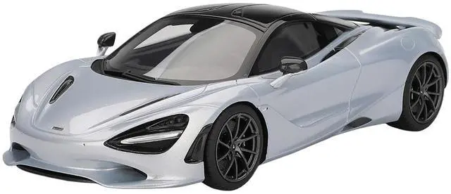 Main image of McLaren 750S Ice Silver Metallic with Black Top 1/18 Model Car by Top Speed