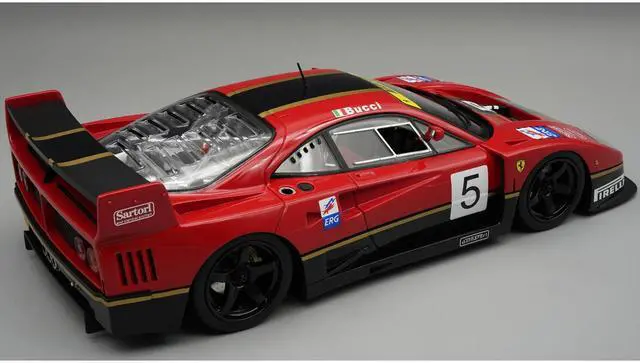 Alt view image 2 of 3 - 1996 Ferrari F40 LM #5 "Stefano Bucci" Black with Red Stripes with Case "Mythos Series" Limited Ed 1/18 Model Car by Tecnomodel