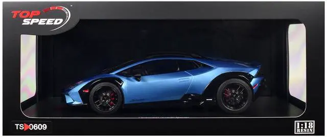 Alt view image 6 of 6 - Lamborghini Huracan Sterrato Blu Aegir Blue Metallic with Matt Black Top 1/18 Model Car by Top Speed