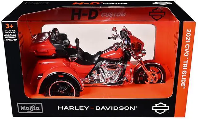 Alt view image 6 of 6 - 2021 Harley Davidson CVO Tri Glide Motorcycle Orange "H-D Custom" 1/12 Diecast Model by Maisto