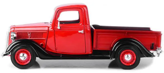 Alt view image 4 of 6 - 1937 Ford Pickup Truck Red and Black 1/24 Diecast Model Car by Motormax