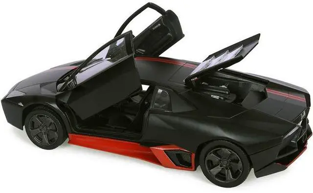 Alt view image 3 of 6 - Lamborghini Reventon Matt Black with Red Stripes "Satin Paint" Series 1/24 Diecast Model Car by Motormax