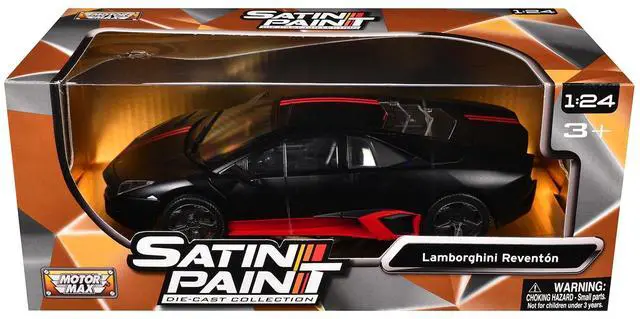 Alt view image 6 of 6 - Lamborghini Reventon Matt Black with Red Stripes "Satin Paint" Series 1/24 Diecast Model Car by Motormax