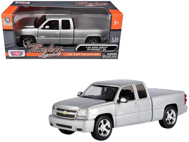 Main image of 2006 Chevrolet Silverado SS Pickup Truck Silver Metallic "Timeless Legends" Series 1/25 Diecast Model Car by Motormax