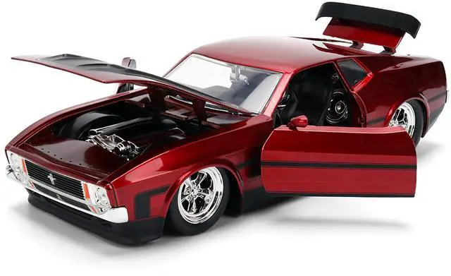 Alt view image 2 of 6 - 1973 Ford Mustang Mach 1 Red Metallic with Matt Black Hood and Black "Bigtime Muscle" Series 1/24 Diecast Model Car by Jada