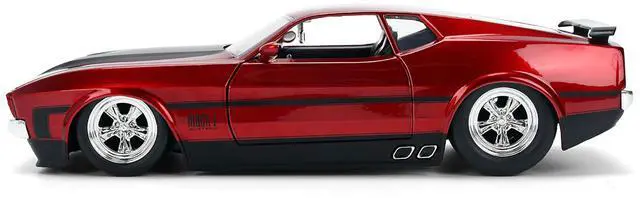 Alt view image 3 of 6 - 1973 Ford Mustang Mach 1 Red Metallic with Matt Black Hood and Black "Bigtime Muscle" Series 1/24 Diecast Model Car by Jada