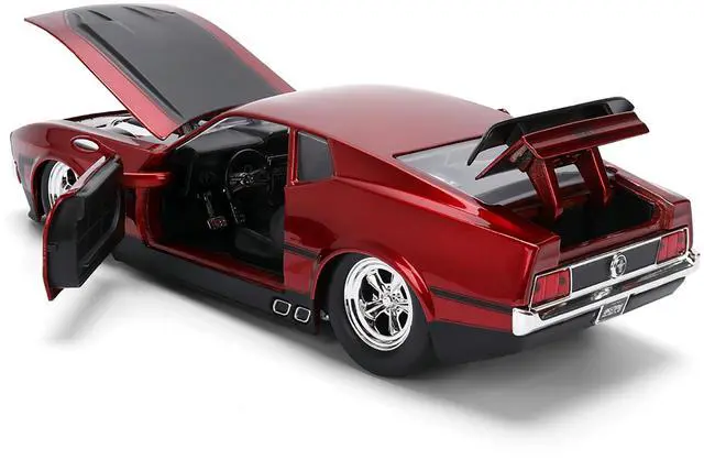 Alt view image 4 of 6 - 1973 Ford Mustang Mach 1 Red Metallic with Matt Black Hood and Black "Bigtime Muscle" Series 1/24 Diecast Model Car by Jada