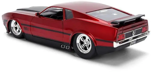 Alt view image 5 of 6 - 1973 Ford Mustang Mach 1 Red Metallic with Matt Black Hood and Black "Bigtime Muscle" Series 1/24 Diecast Model Car by Jada