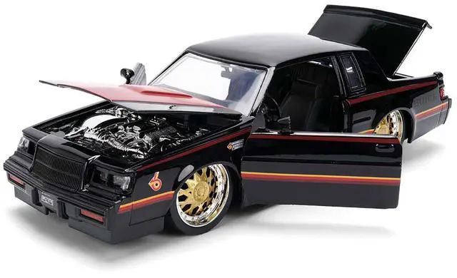 Alt view image 2 of 6 - 1987 Buick Grand National Black with Matt Red Hood and Stripes "Bigtime Muscle" Series 1/24 Diecast Model Car by Jada