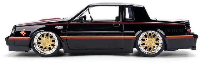 Alt view image 3 of 6 - 1987 Buick Grand National Black with Matt Red Hood and Stripes "Bigtime Muscle" Series 1/24 Diecast Model Car by Jada