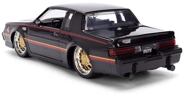 Alt view image 5 of 6 - 1987 Buick Grand National Black with Matt Red Hood and Stripes "Bigtime Muscle" Series 1/24 Diecast Model Car by Jada