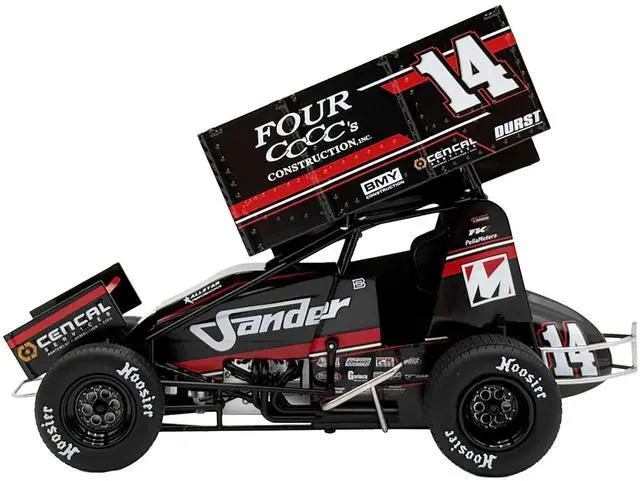Alt view image 3 of 6 - Winged Sprint Car #14 "Four CCCC's Construction - Sander" Jason Meyers Racing (2025) 1/18 Diecast Model Car by ACME