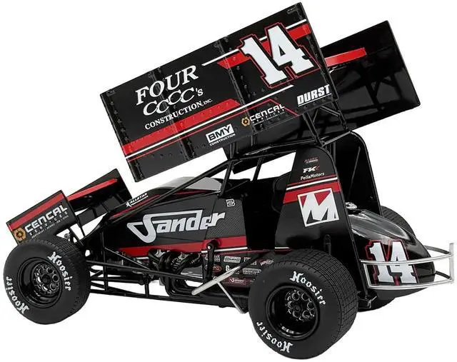 Alt view image 4 of 6 - Winged Sprint Car #14 "Four CCCC's Construction - Sander" Jason Meyers Racing (2025) 1/18 Diecast Model Car by ACME