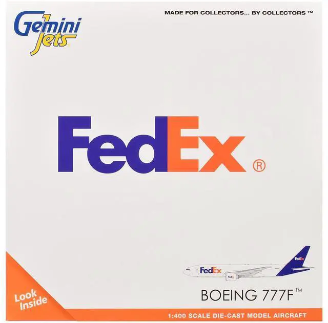 Alt view image 6 of 6 - Boeing 777F Commercial Aircraft "FedEx (Federal Express)" (N895FD) White with Purple 1/400 Diecast Model Airplane by GeminiJets