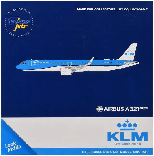Alt view image 6 of 6 - Airbus A321neo Commercial Aircraft "KLM Royal Dutch Airlines" (PH-AXA) Blue and White 1/400 Diecast Model Airplane by GeminiJets