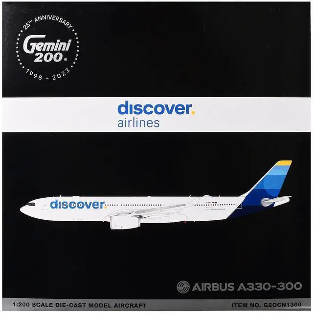 Alt view image 6 of 6 - Airbus A330-300 Commercial Aircraft "Discover Airlines" White with Blue "Gemini 200" 1/200 Diecast Model Airplane by GeminiJets