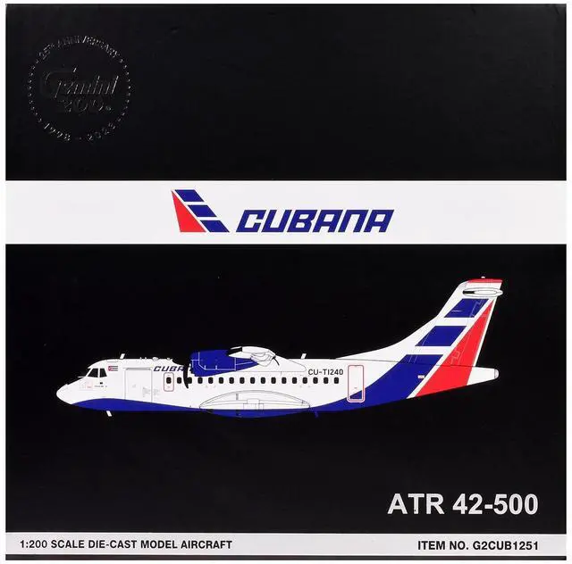 Alt view image 6 of 6 - ATR 42-500 Commercial Aircraft "Cubana" White with Blue and Red Tail "Gemini 200" Series 1/200 Diecast Model by GeminiJets