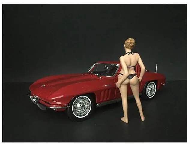 Alt view image 9 of 9 - American Diorama 38168 April Bikini Calendar Girl Figure for 1 isto 18 Diecast Model Car