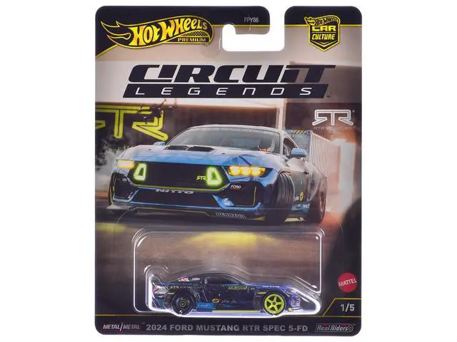 Alt view image 6 of 6 - 2024 Ford Mustang RTR Spec 5-FD Dark Blue with Graphics "Circuit Legends" Series Diecast Model Car by Hot Wheels