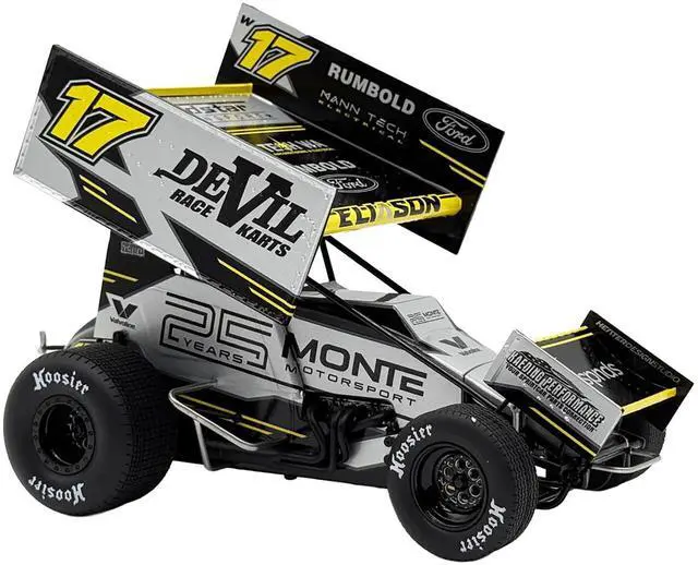 Alt view image 5 of 6 - Winged Sprint Car #17 Cory Eliason "Devil Race Karts" Monte Motorsports (2025) 1/18 Diecast Model Car by ACME