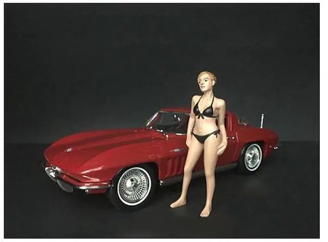 Alt view image 7 of 9 - American Diorama 38168 April Bikini Calendar Girl Figure for 1 isto 18 Diecast Model Car
