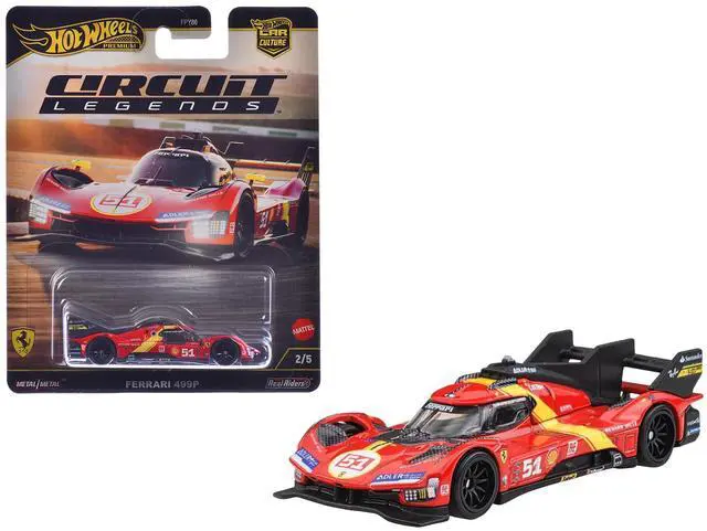 Alt view image 6 of 6 - Ferrari 499P #51 Red with Yellow Stripes "Circuit Legends" Series Diecast Model Car by Hot Wheels