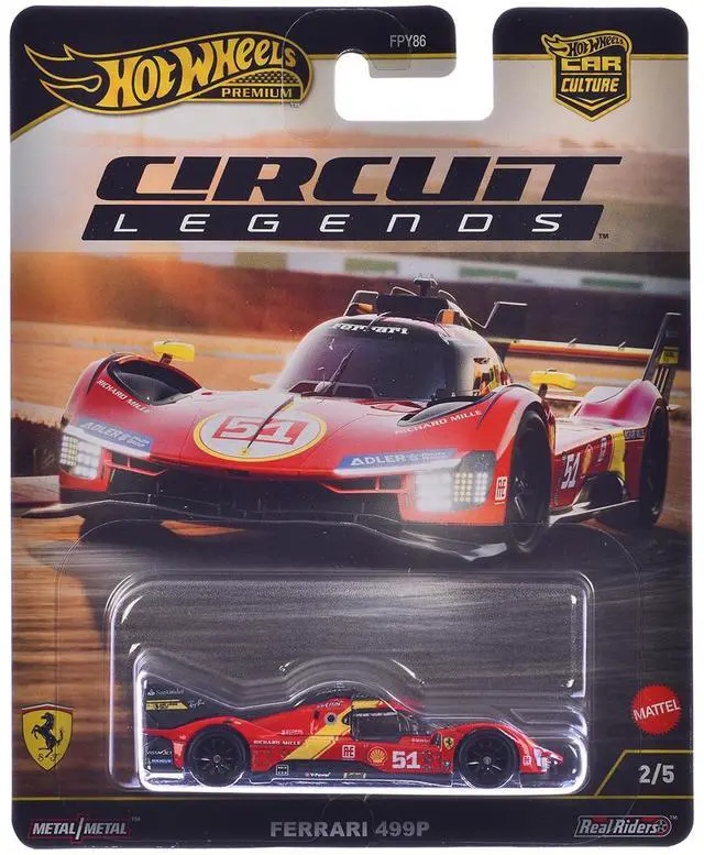 Alt view image 5 of 6 - Ferrari 499P #51 Red with Yellow Stripes "Circuit Legends" Series Diecast Model Car by Hot Wheels