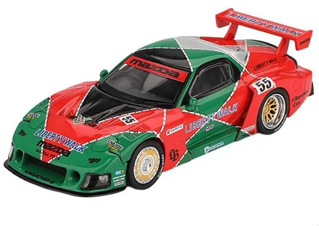 Alt view image 2 of 6 - Mazda RX-7 LB-Super Silhouette RHD #55 "787B Tribute" Red and Green Limited Ed 1/64 Diecast Model Car by Mini GT