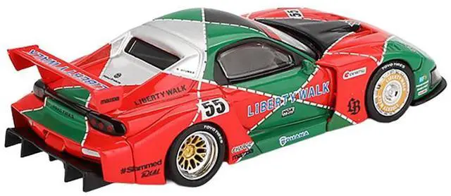 Alt view image 4 of 6 - Mazda RX-7 LB-Super Silhouette RHD #55 "787B Tribute" Red and Green Limited Ed 1/64 Diecast Model Car by Mini GT