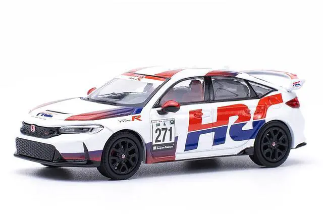 Alt view image 5 of 6 - Honda Civic Type R FL5 "HRC - Honda Racing" White with Graphics 1/64 Diecast Model Car by Pop Race