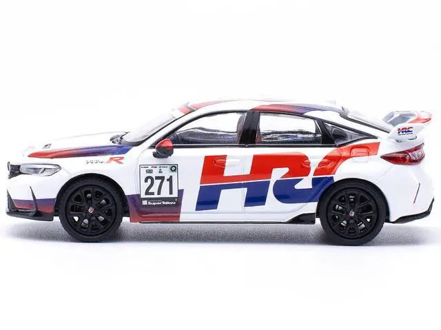 Alt view image 3 of 6 - Honda Civic Type R FL5 "HRC - Honda Racing" White with Graphics 1/64 Diecast Model Car by Pop Race
