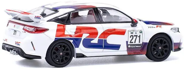 Alt view image 4 of 6 - Honda Civic Type R FL5 "HRC - Honda Racing" White with Graphics 1/64 Diecast Model Car by Pop Race