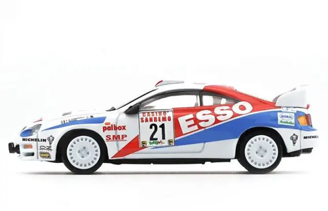 Alt view image 3 of 6 - Toyota Celica GT-Four #21 "Rallye Sanremo - Rallye d'Italia" (1996) with Extra Wheels 1/64 Diecast Model Car by BM Creations