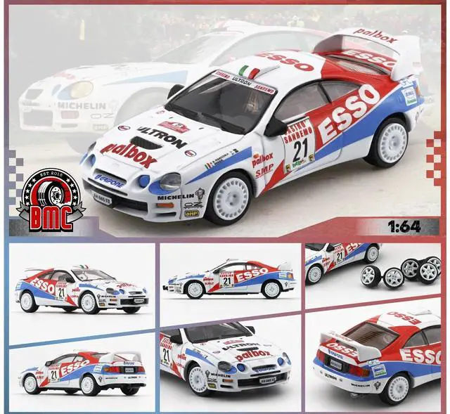 Alt view image 6 of 6 - Toyota Celica GT-Four #21 "Rallye Sanremo - Rallye d'Italia" (1996) with Extra Wheels 1/64 Diecast Model Car by BM Creations
