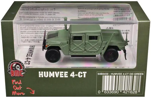 Alt view image 6 of 6 - HUMVEE 4-CT Military Vehicle Olive Green with Alternative Tops 1/64 Diecast Model Car by BM Creations