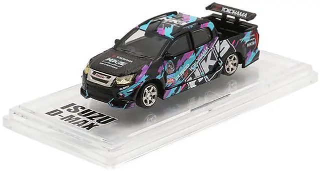 Alt view image 6 of 6 - Isuzu D-Max Lowrider Truck RHD "HKS" Black with Graphics "Thailand Diecast Expo 2025" 1/64 Diecast Model Car by BM Creations