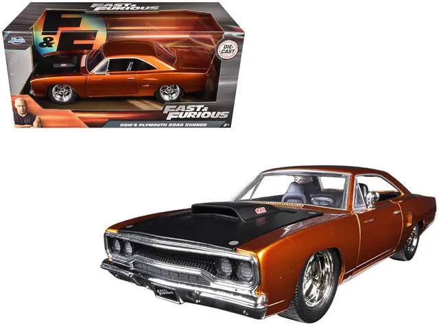 Main image of Dom's 1970 Plymouth Road Runner Copper with Black Hood "Fast & Furious 7" (2015) Movie 1/24 Diecast Model Car by Jada