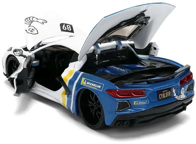Alt view image 4 of 6 - 2020 Chevrolet Corvette Stingray C8 #89 "Michelin" White with Yellow and Blue "Bigtime Muscle" 1/24 Diecast Car Model by Jada