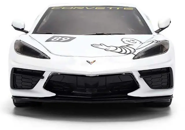 Alt view image 6 of 6 - 2020 Chevrolet Corvette Stingray C8 #89 "Michelin" White with Yellow and Blue "Bigtime Muscle" 1/24 Diecast Car Model by Jada