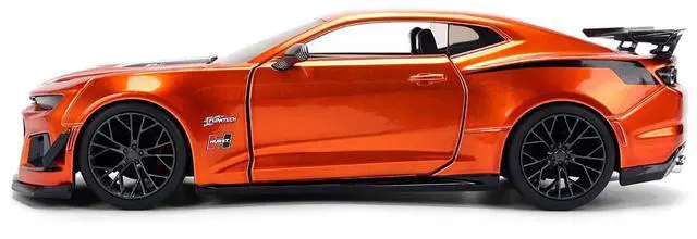 Alt view image 3 of 6 - 2024 Chevrolet Camaro ZL1 1LE Orange Metallic with Black Stripes "Bigtime Muscle" 1/24 Diecast Car Model by Jada